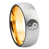 8mm Yin Yang Dome Silver Gold Tungsten Carbide Anniversary Ring