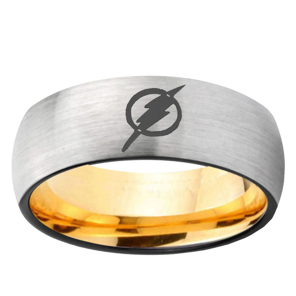 Flash Dome Gold Silver Custom Tungsten Ring
