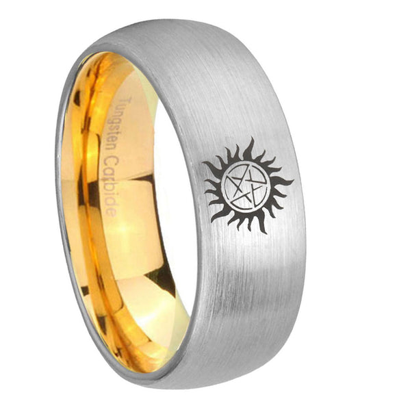 8mm Supernatural Dome Gold Silver Custom Tungsten Wedding Bands