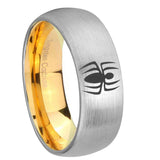 8mm-Spiderman-Dome-Silver-Gold-Tungsten-Carbide-Anniversary-Ring