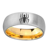 8mm-Spiderman-Dome-Silver-Gold-Tungsten-Carbide-Anniversary-Ring