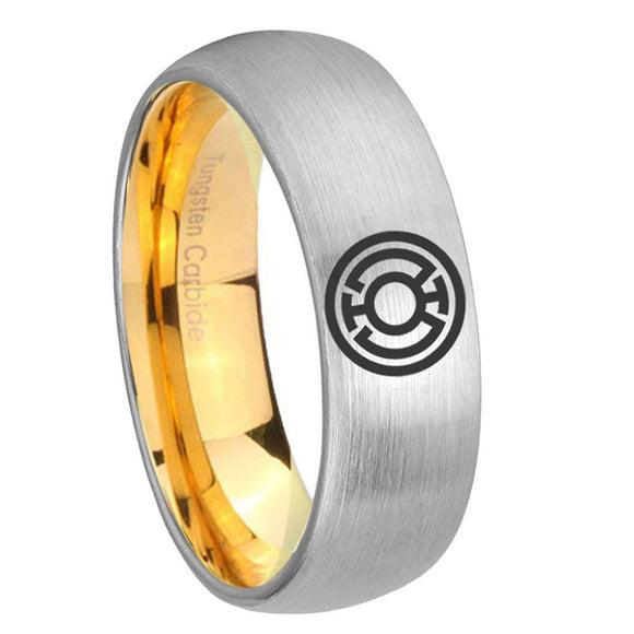 8mm Blue Lantern Dome Gold Silver Custom Tungsten Wedding Bands