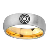 8mm Blue Lantern Dome Gold Silver Custom Tungsten Wedding Bands