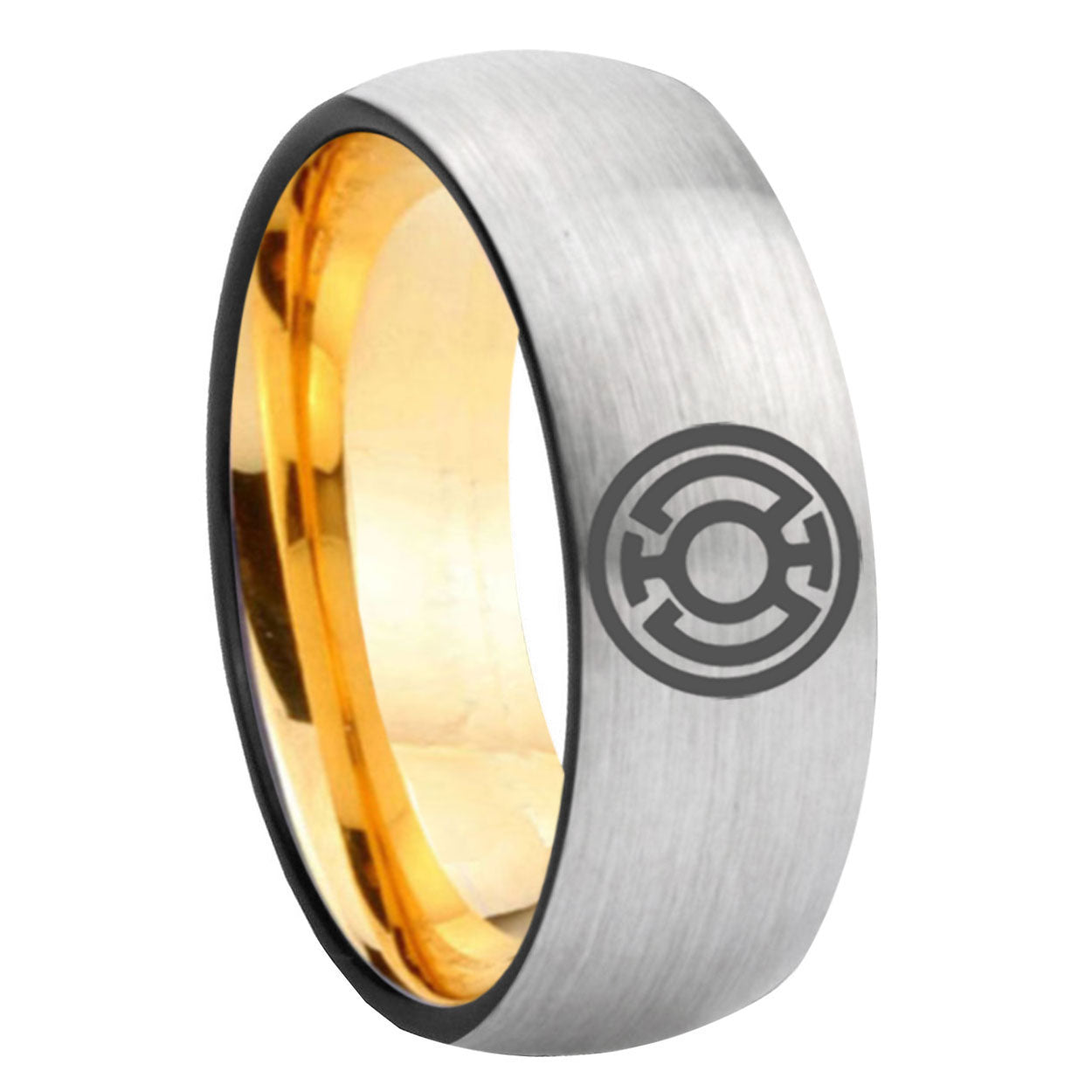 8mm Blue Lantern Dome Gold Silver Custom Tungsten Wedding Bands