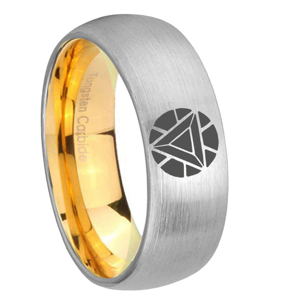 8mm Iron Man Art Reactor Dome Gold Silver Tungsten Ring