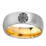 8mm Iron Man Art Reactor Dome Gold Silver Tungsten Ring