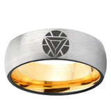 8mm Iron Man Art Reactor Dome Gold Silver Tungsten Ring