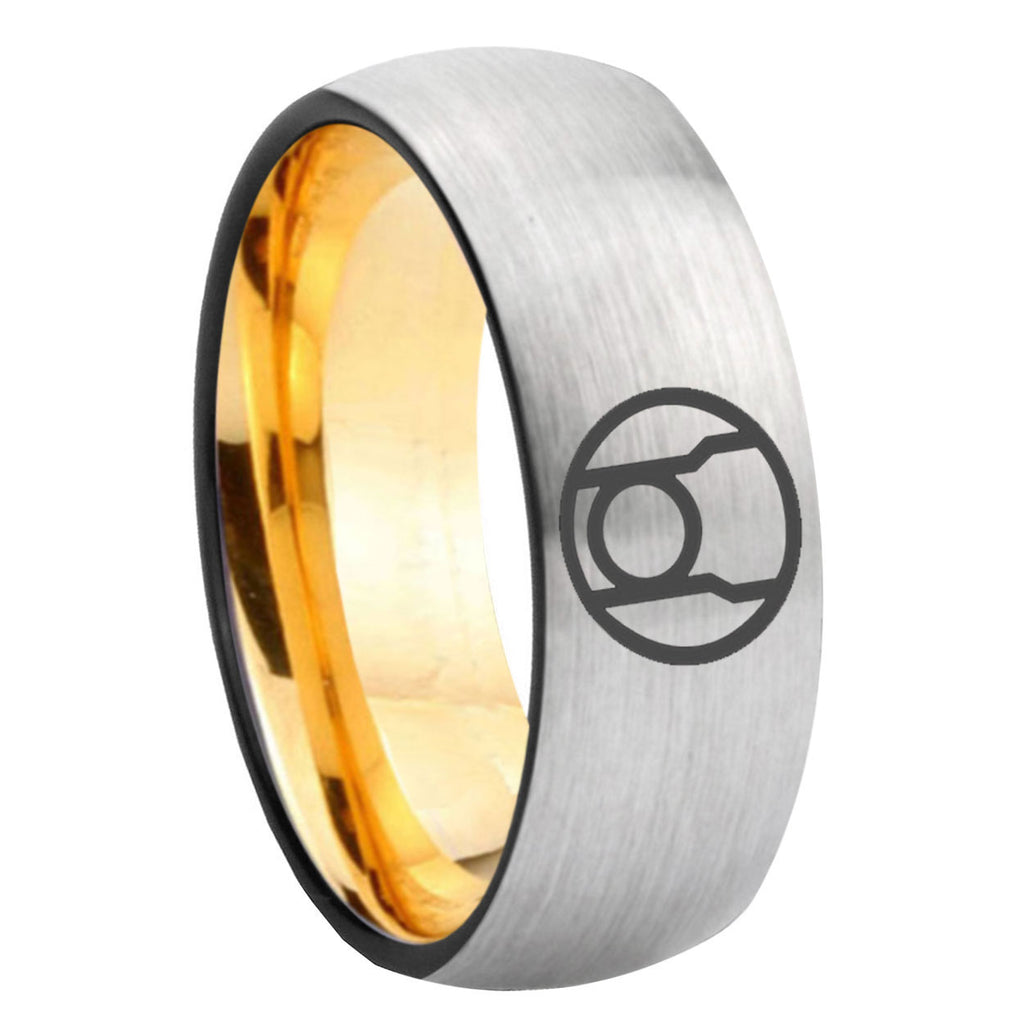 8mm Red Lantern Dome Gold Silver Tungsten Carbide Wedding Ring