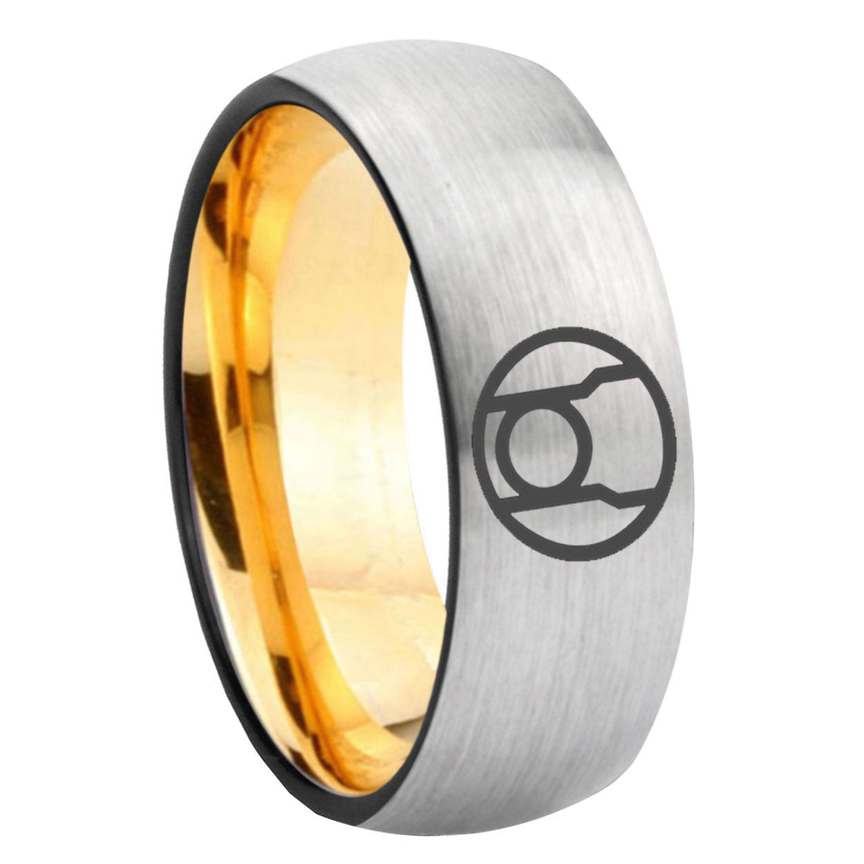 8mm Red Lantern Dome Gold Silver Tungsten Carbide Wedding Ring