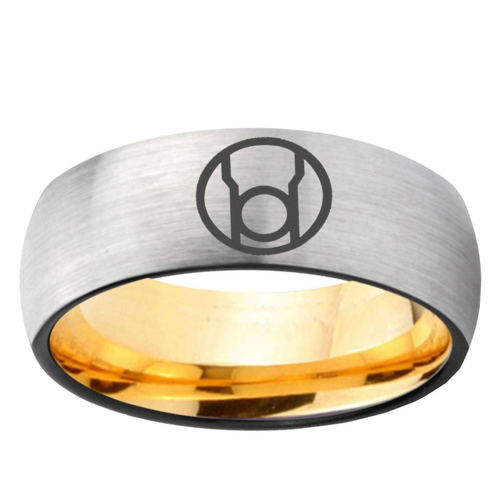 Red Lantern Dome Gold Silver Tungsten Carbide Wedding Ring
