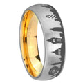 UK London City Dome Brushed Gray Tungsten Gold Plated Ring