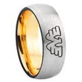 8mm Waylon Jennings Dome Silver Gold Tungsten Anniversary Ring