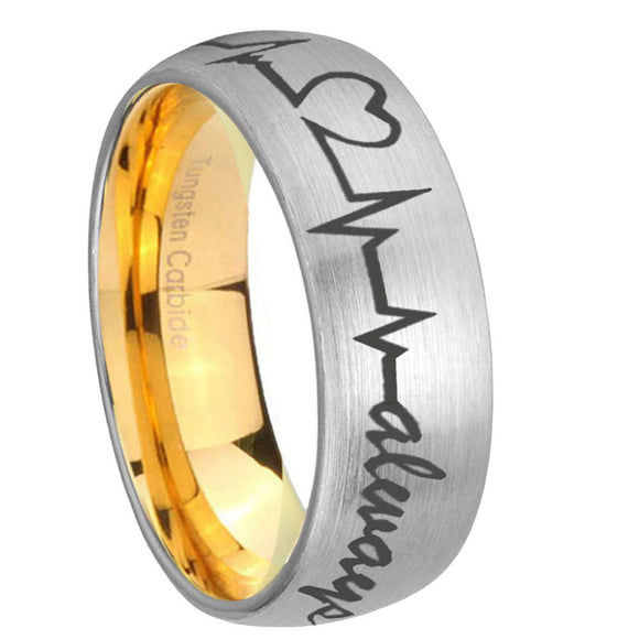 8mm-Heart-Beat-forever-Heart-always-Dome-Silver-Gold-Tungsten-Carbide-Anniversary-Ring