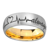 8mm-Heart-Beat-forever-Heart-always-Dome-Silver-Gold-Tungsten-Carbide-Anniversary-Ring
