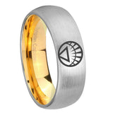 8mm White Lantern Dome Gold Silver Band Tungsten Rings