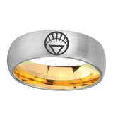 8mm White Lantern Dome Gold Silver Band Tungsten Rings