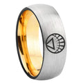 8mm White Lantern Dome Gold Silver Band Tungsten Ring
