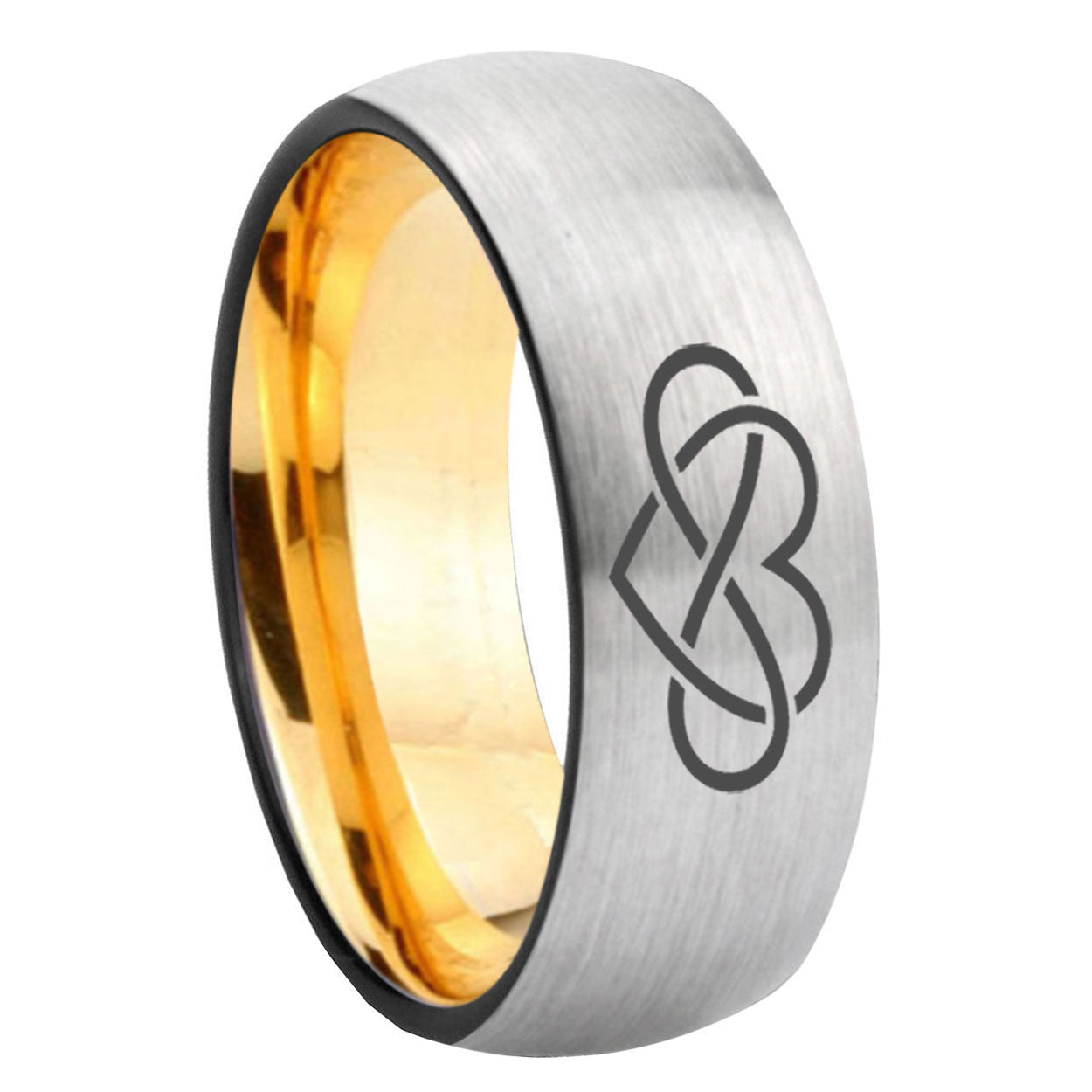 8mm Infinity Love Dome Silver Gold Tungsten Anniversary Ring