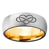 8mm Infinity Love Dome Silver Gold Tungsten Ring