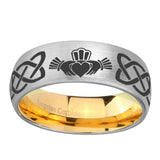 8mm-Irish-Claddagh-Dome-Silver-Gold-Tungsten-Carbide-Anniversary-Ring
