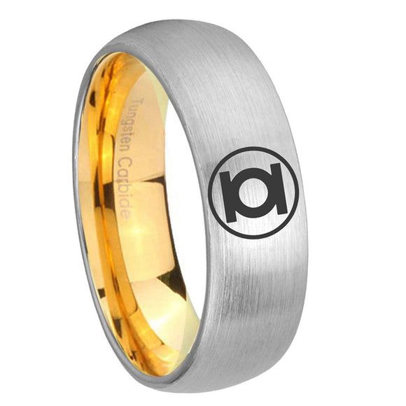 8mm Green Lantern Dome Gold Silver Band Tungsten Rings