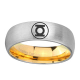 8mm Green Lantern Dome Gold Silver Band Tungsten Rings