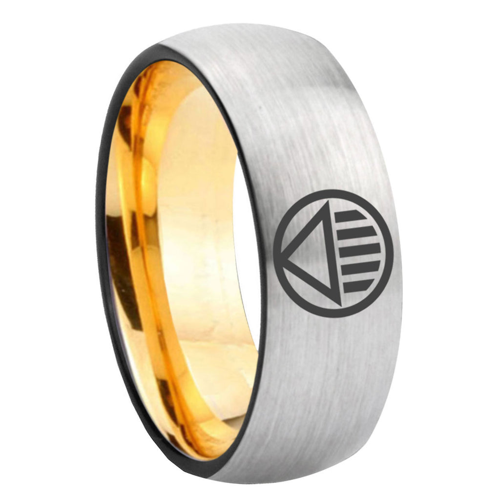 8mm Black Lantern Dome Gold Silver Wedding Ring For Men Silver