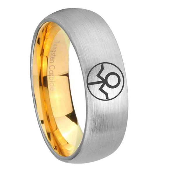 8mm Gray Lantern Dome Gold Silver Tungsten Carbide Wedding Rings
