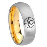 8mm Gray Lantern Dome Gold Silver Tungsten Carbide Wedding Rings