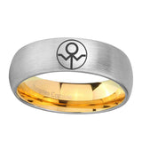 8mm Gray Lantern Dome Gold Silver Tungsten Carbide Wedding Rings