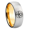 8mm Gray Lantern Dome Gold Silver Tungsten Wedding Ring