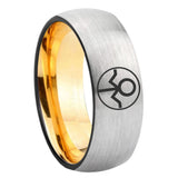 8mm Gray Lantern Dome Gold Silver Tungsten Carbide Wedding Rings