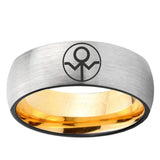 8mm Gray Lantern Dome Gold Silver Tungsten Carbide Wedding Rings