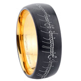 8mm Lord Of The Rings Dome Gold Black Cool Wedding Rings Men
