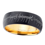 8mm Lord Of The Rings Dome Gold Black Cool Wedding Rings Men