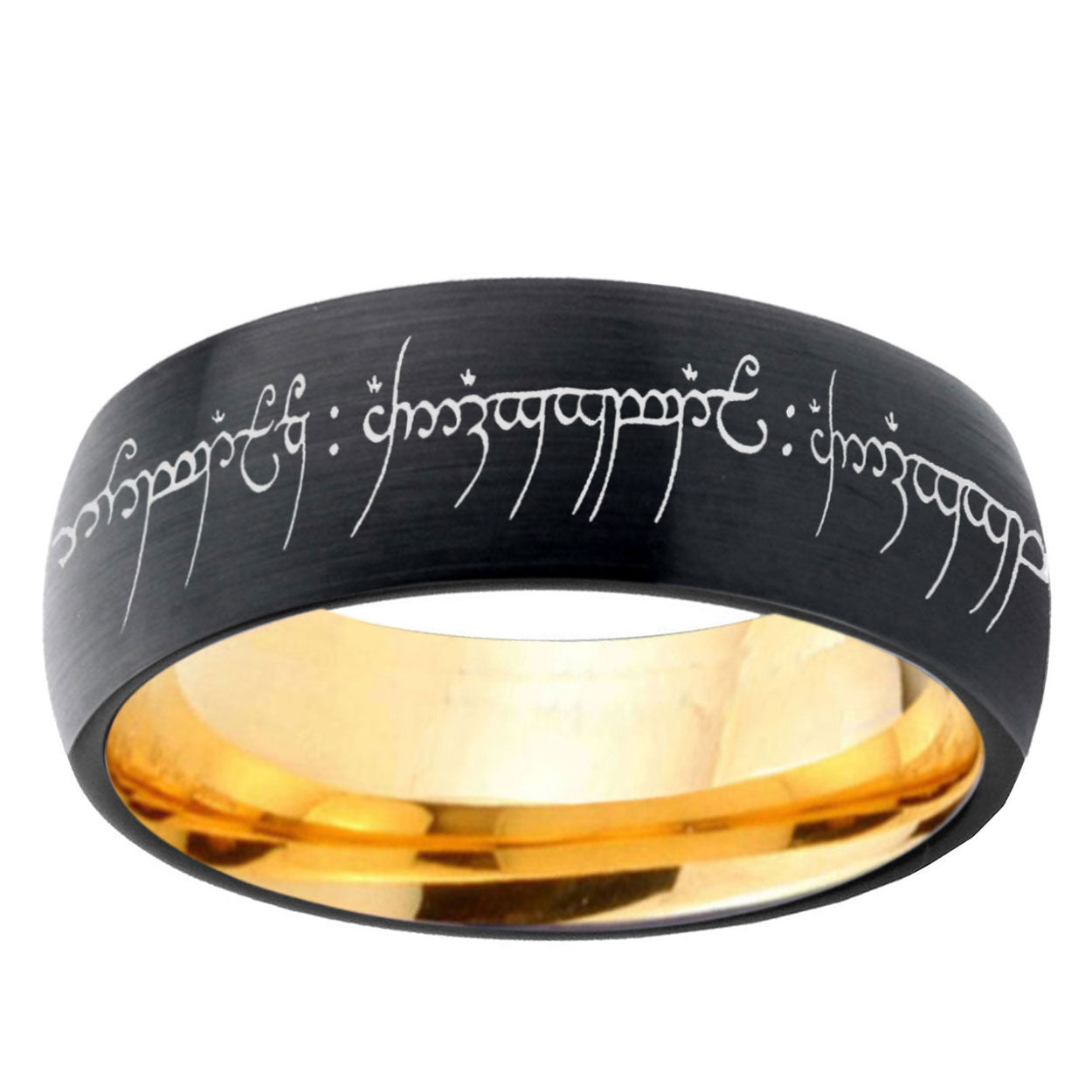 Lord Of The Ring Dome Gold Black Cool Wedding Ring Men