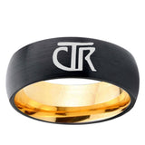8mm CTR Dome Black Gold Tungsten Carbide Wedding Ring