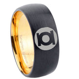 8mm Green Lantern Dome Gold Black Mens Thick Wedding Bands
