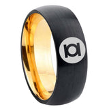 8mm Green Lantern Dome Gold Black Mens Thick Wedding Bands