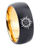 8mm Supernatural Dome Gold Black Mens Thick Wedding Bands
