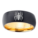 8mm-Spiderman-Dome-Black-Gold-Tungsten-Carbide-Wedding-Ring