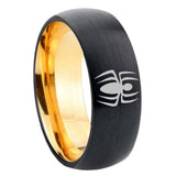 8mm Spiderman Dome Black Gold Tungsten Carbide Wedding Ring