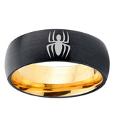 8mm Spiderman Dome Black Gold Tungsten Carbide Wedding Ring
