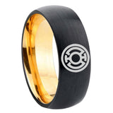 8mm Blue Lantern Dome Gold Black Mens Thick Wedding Bands