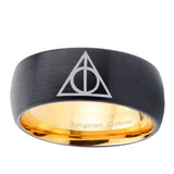 8mm-Deathly-Hallows-Dome-Black-Gold-Tungsten-Carbide-Wedding-Ring