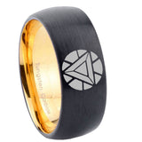 8mm Iron Man Art Reactor Dome Gold Black Cool Wedding Rings Men