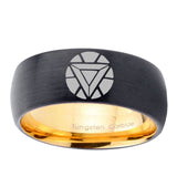 8mm Iron Man Art Reactor Dome Gold Black Cool Wedding Rings Men