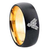 8mm Phoenix Dome Black Gold Tungsten Carbide Wedding Ring