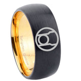 8mm Red Lantern Dome Gold Black Women's Wedding Rings Silver