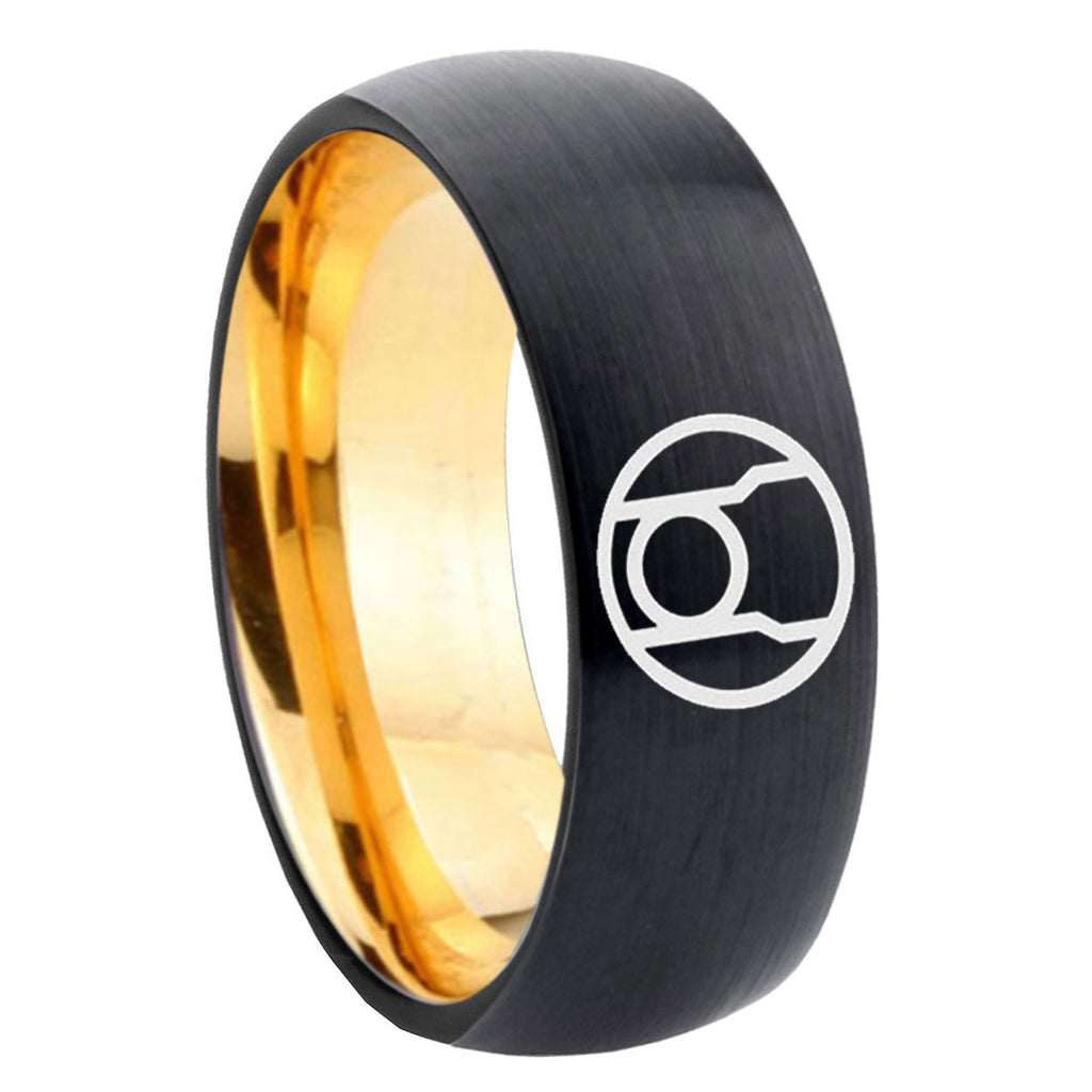 8mm Red Lantern Dome Gold Black Women's Wedding Ring Silver